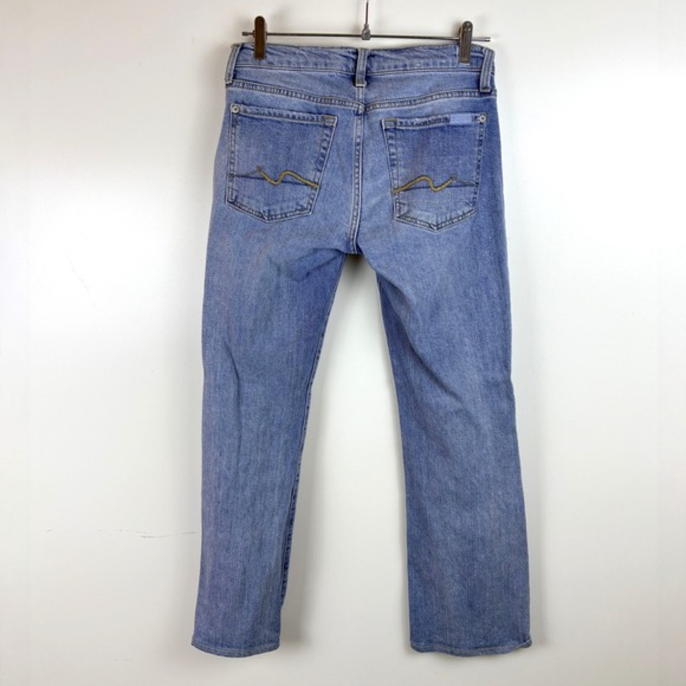 7 For All Mankind The Original Bootcut Light Wash Distressed Low Rise 27 Short - Picture 7 of 13